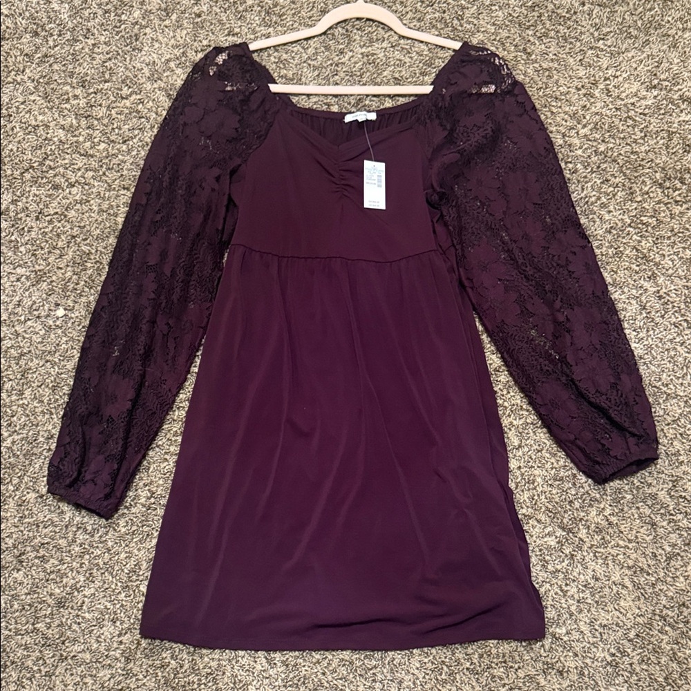 Maurices Deep Purple Long Sleeve Dress